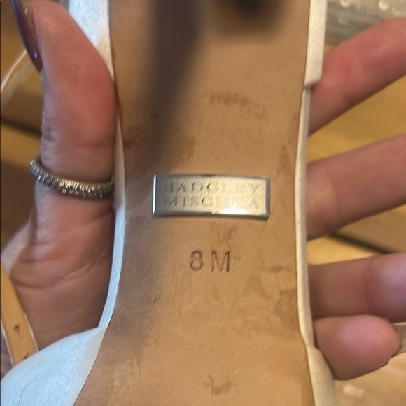 Badgley Mischka Elegant Satin Peep-Toe Heels with Crystal Embellishments - Picture 10 of 10